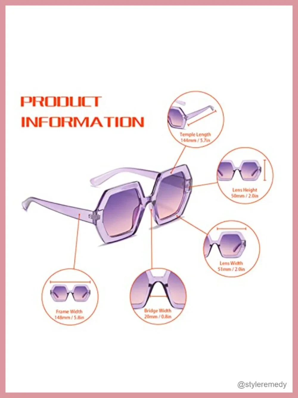 Retro 70s Oversized Hexagonal Sunglasses Women UV400